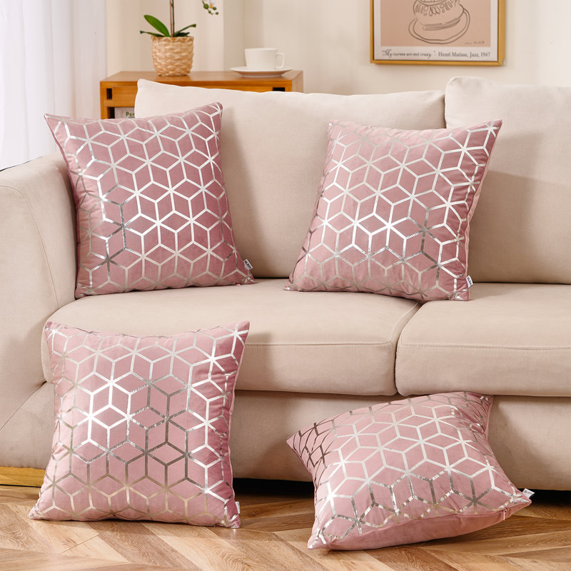 Housse de coussin , Rose, 20 po x 20 po, Polyester/ Bourre en polyester