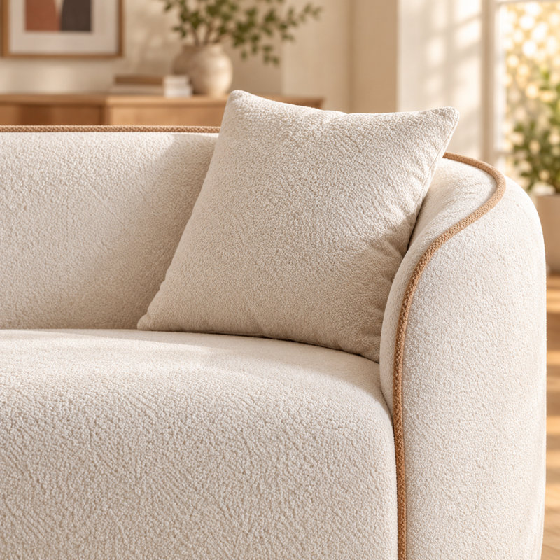 UNAROVA Modern 3-Seater Curved Boucle Sofa
