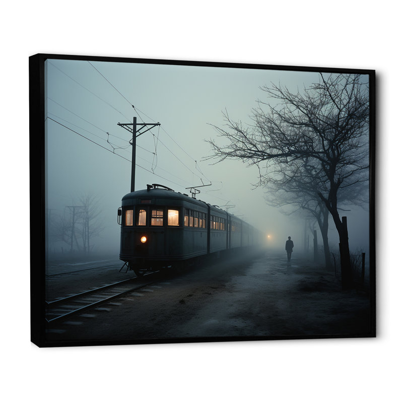 Mystic Train Charm In Winter, reproduction d'art sur toile, Cadre flottant noir, H 12 po x l 20 po x P 1 po