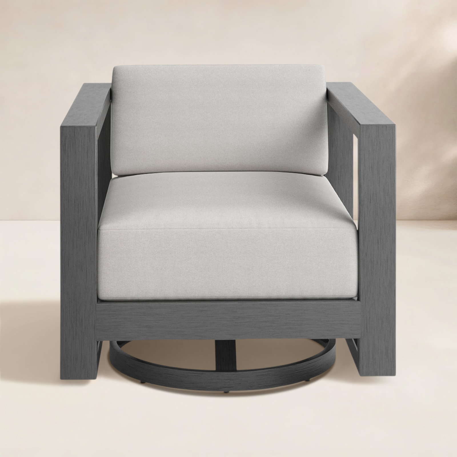 Georgie Swivel Aluminum Outdoor Lounge Chair , Sunbrella® Cushions Included, Cast Silver Sunbrella®