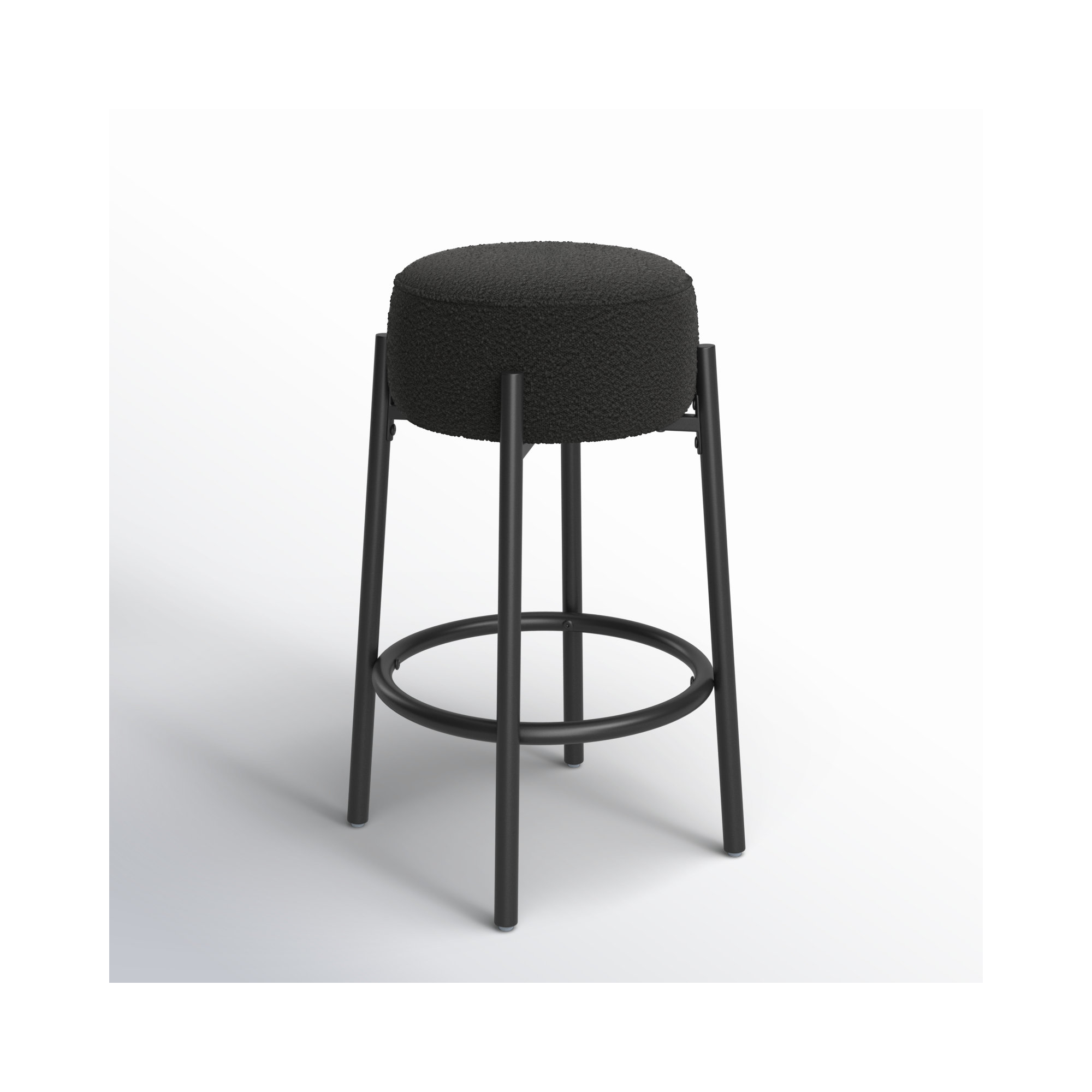 Colombe Metal Leg Bar & Stool, Counter Stool (26.3" Seat Height), Boucle-Black