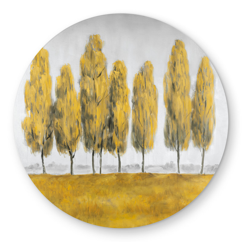 Abstract Yellow Trees - Modern Round Outdoor Area Rug