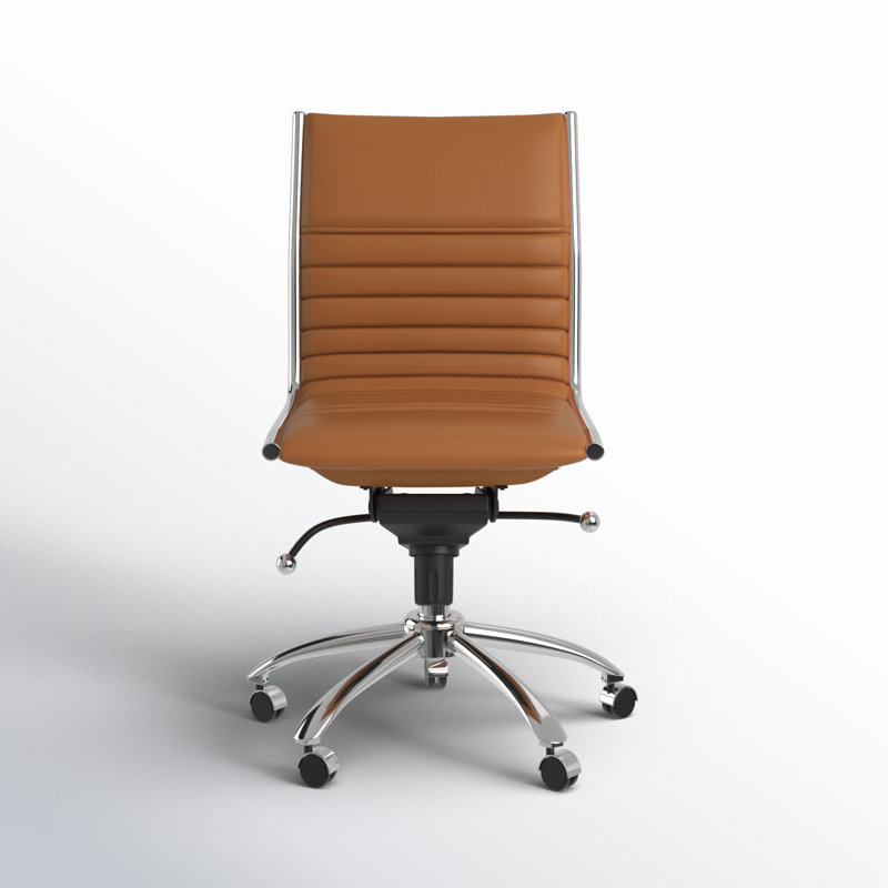Naida Faux Leather Swivel Task Chair, No, Cognac Faux Leather