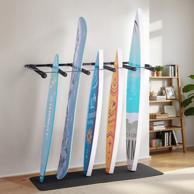 Support de planche de surf mural vertical à 5 niveaux pour rangement et présentation