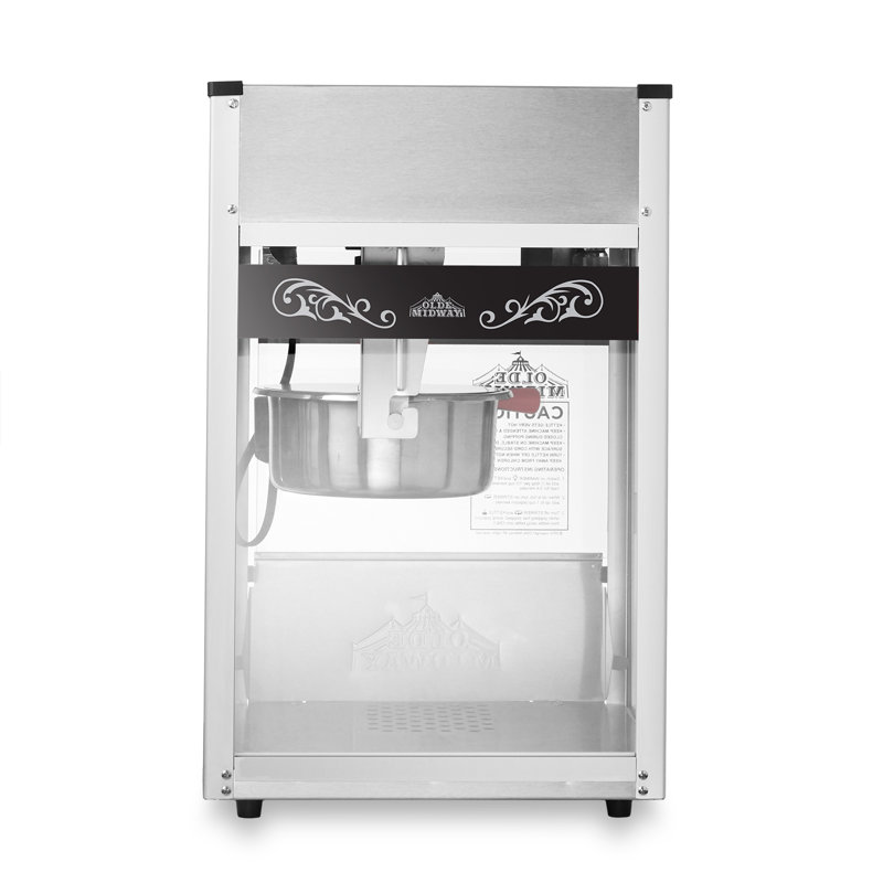 Olde Midway Black Commercial Popcorn Machine with 8-Ounce Kettle