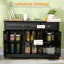 Buffet noir - Cuisine moderne, 2 tiroirs, tablettes réglables, armoire à café-1126370690