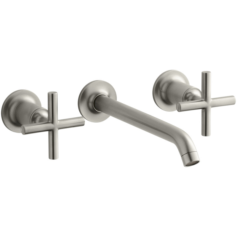 Robinet de salle de bain mural Purist, Nickel brossé éclatant