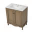 Ensemble de meuble-lavabo à double cuve rétro avec boutons antiques et tablettes réglables pour un rangement élégant et fonctionnel-18533472