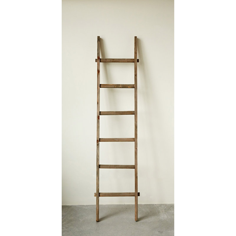 Rustic Decorative Fir Wood Ladder with 6 Rungs, Natural