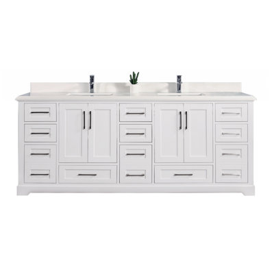 Boston 84'' Double Bathroom Vanity with Quartz Top