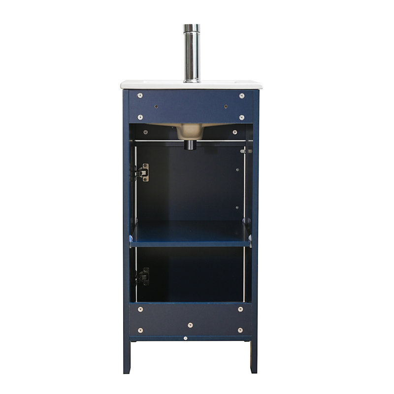 Meuble-lavabo moderne 16 po avec lavabo, Marine, Doré
