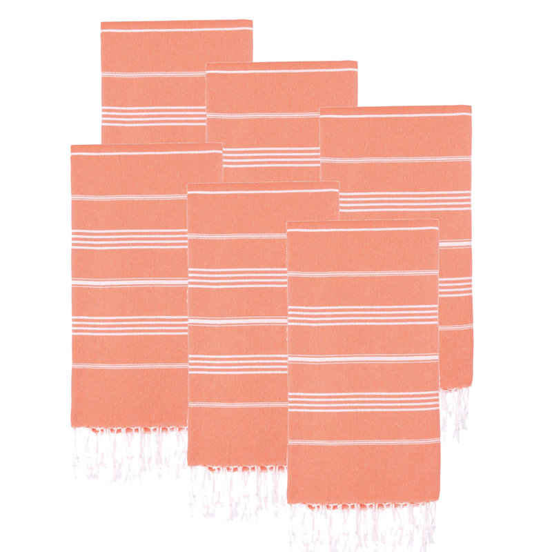 Ensemble de 6 serviettes pour lit de plage en coton turc Alize, Orange