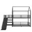Lit superposé simple en métal avec escalier de rangement, glissières et rails de sécurité, cadre de lit peu encombrant, noir-1288935085