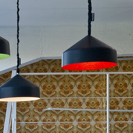 1 - Light Grey Dome Pendant, Black/White