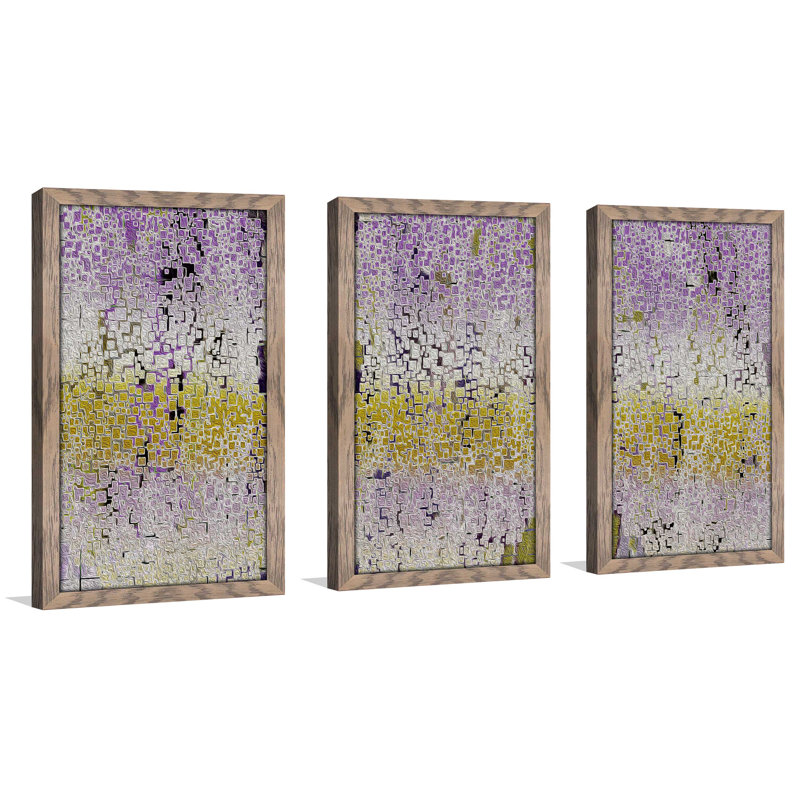 « illusion yell asolo », ensemble de 3 reproductions d’impressions encadrées, L 52,5 po x H 33,5 po x P 1 po, Encadré gris