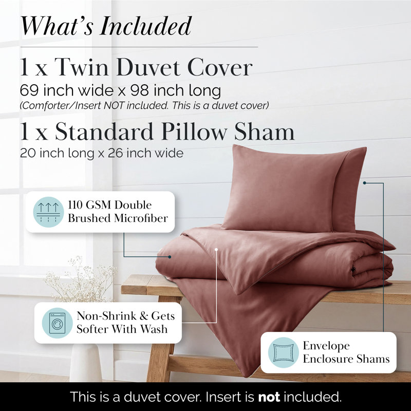 Vilano Springs ® Oversized Duvet Cover Set Microfiber with corner ties and zipper closure, Marsala