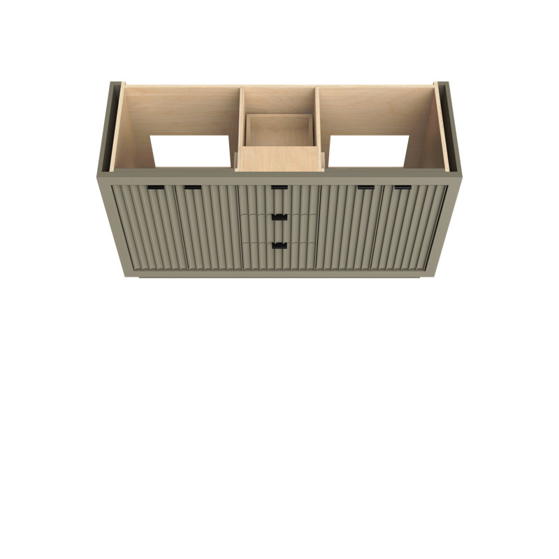 Lecrieú Double Bath Vanity, French Olive, 60", Matte Black