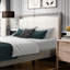 Très grand lit avec tête de lit en tissu Boucle, structure en bois d'hévéa gris, système de lattes silencieuses, assemblage rapide, plateforme de rangement pour chambre à coucher avec bois, fabrication, support de matelas optimal, dessous de lit-121077419