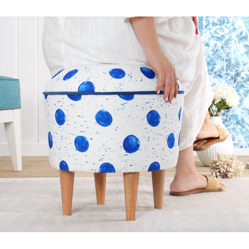 Stylish Pouffe with Beech Wooden Legs, 17.7 in Height x 16.9 in Diameter | 50% Cotton / 50% Linen Upholstery, 35 DNS Orthopedic Sponge, 2.4 in Sponge Thickness | Perfect for Modern Living Rooms & Cozy Spaces