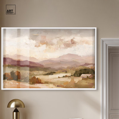 Décoration murale rustique Rolling Hills I Shadowbox par Art Remedy, cadre blanc, 55 x 37