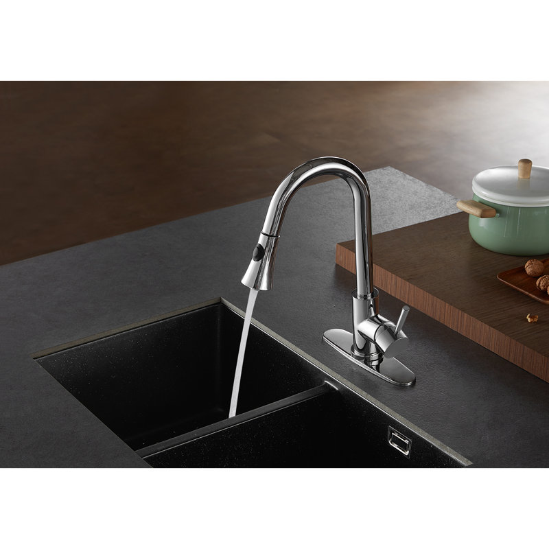 Kingston Brass Concord Single-Handle Pull-Down Kitchen Faucet, Polished Chrome