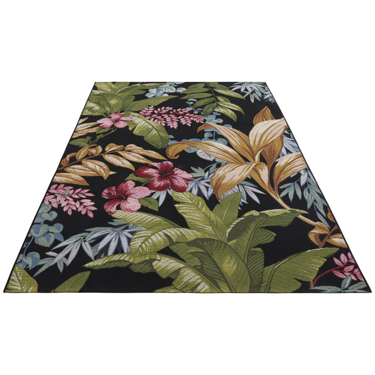 Flowers Green/Red Indoor/Outdoor Rug