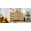Commode 8 tiroirs avec rotin, commode en bois, commode moderne, tiroirs pour chambre à coucher