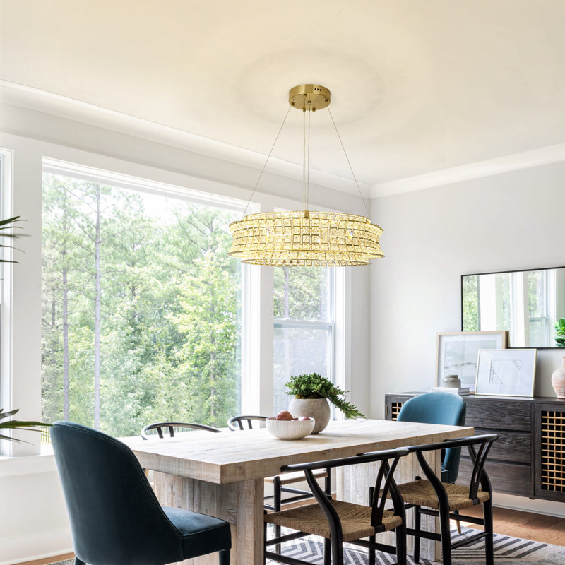 Lustre tambour Horst, Doré, H 7,09 po x l 23,62 po x P 23,62 po