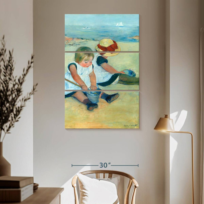 Leisha, enfants jouant sur la plage, 1884, H 65 po x l 42 po