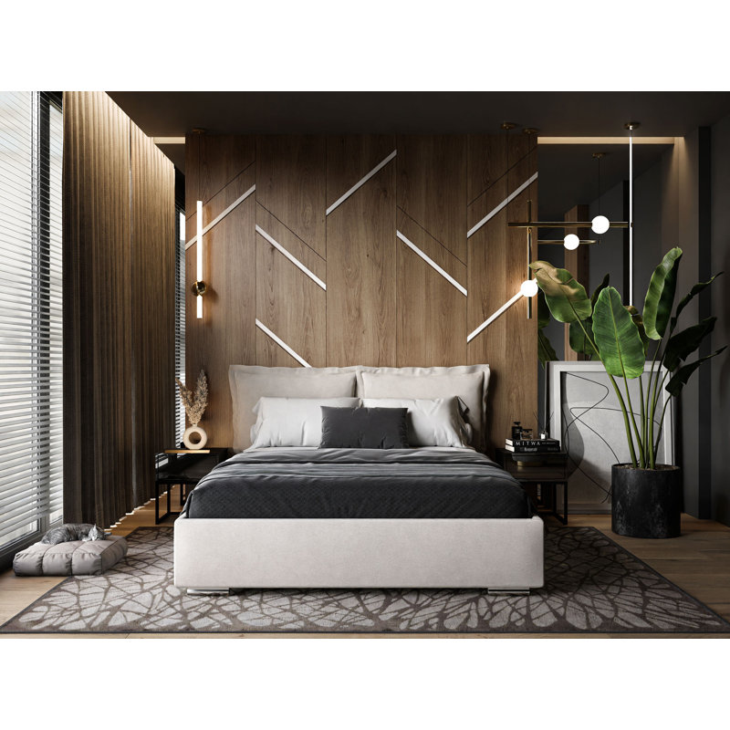 Josaline Upholstered Ottoman Storage Bed, Beige, 140 x 200 cm