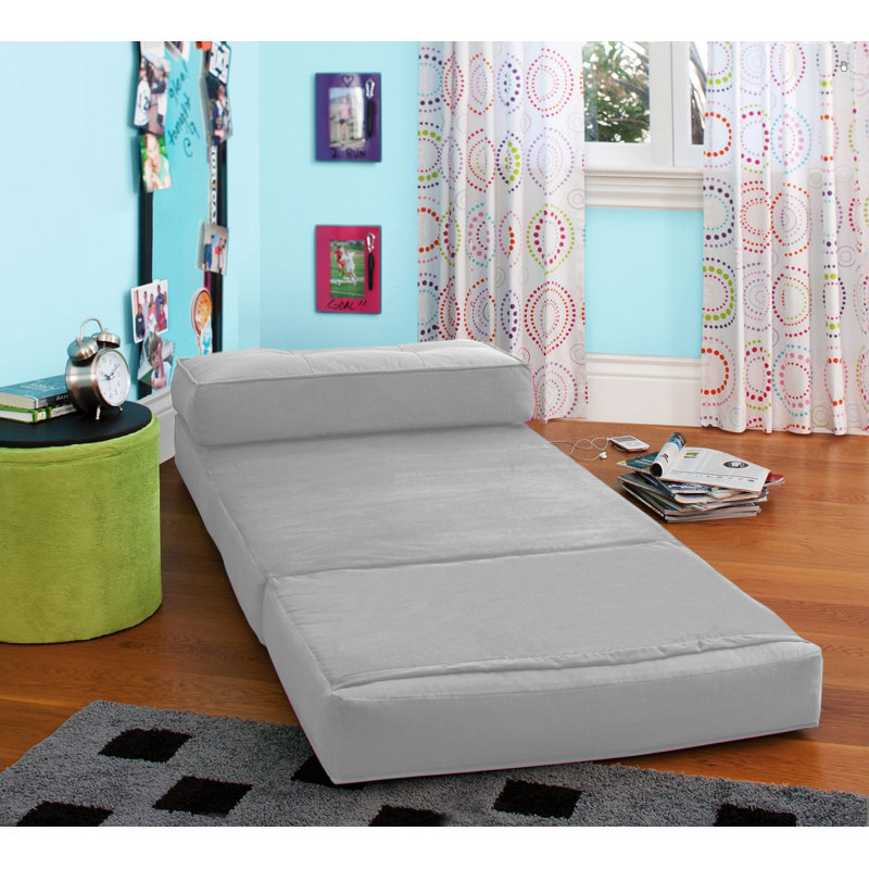 Convertible Flip Lounge Chair, Silver Polyester 