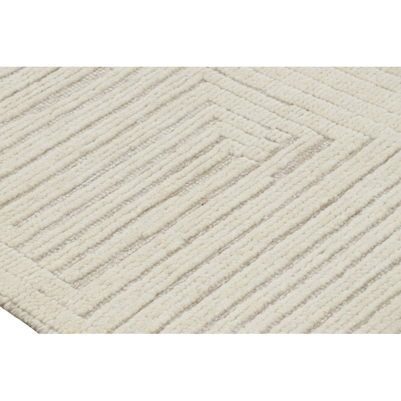 Rug & Kilim’S Contemporary Rug In White With High-Low Geometric Patterns