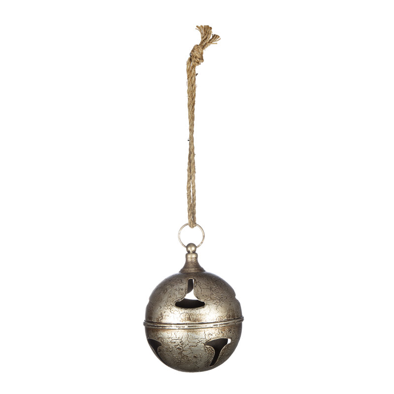 Ornement cloche suspendue - gris, argent, H 7,2 po x l 6 po x P 6 po