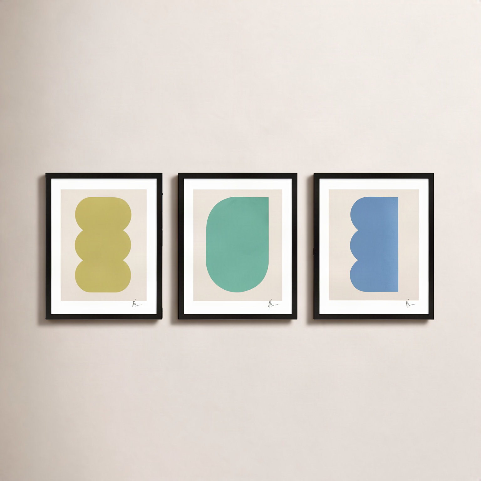 Keyhole 4-6. Set Of 3 by Lee Lessem, Black Framed, 25" H x 20" W x 1.25" D