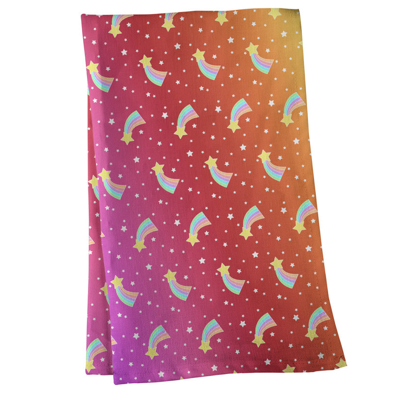 Serviette à thé à motif filant stars, Polyester sergé, Rouge