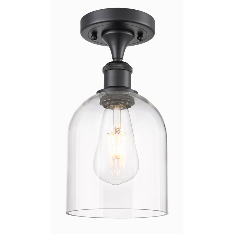 Ballston - Allysson - Plafonnier semi-encastré 6 po 1 lumière - Abat-jour granuleux, Noir mat, Transparent