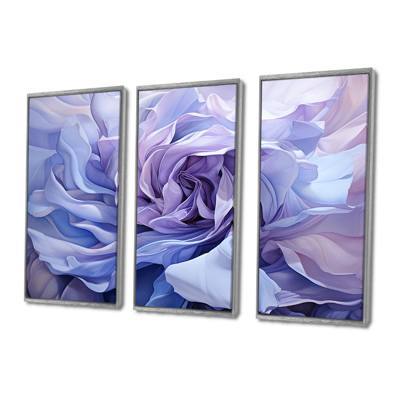 «Twist Lavender Rose - Abstract Spirals», ensemble d'art mural, Encadrement argenté, H 28 po x l 36 po x P 1 po