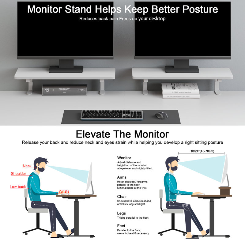 White Electric Standing Desk with Dual Adjustable Monitor Shelves