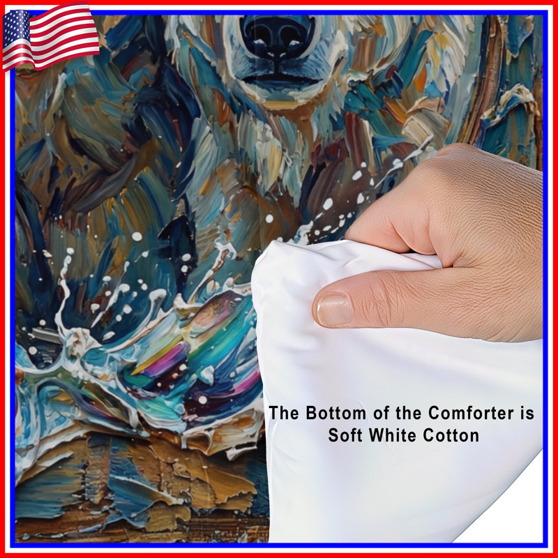 Three Polar Bears Painting Comforter, Twin