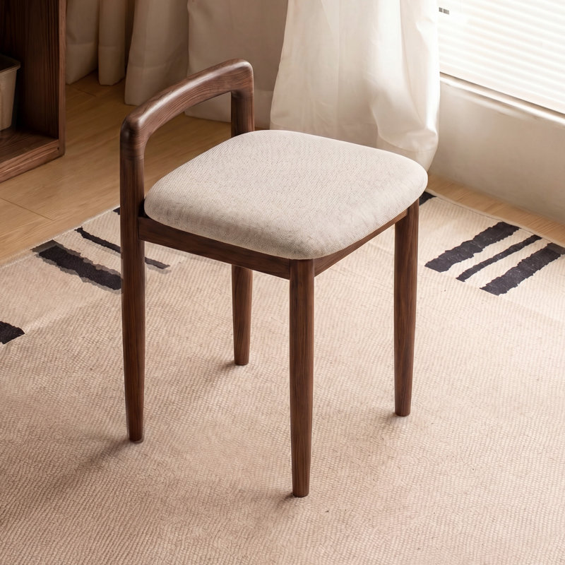 Tabourets d'appoint, Tissu, Blanc / Blanc, Oak brown