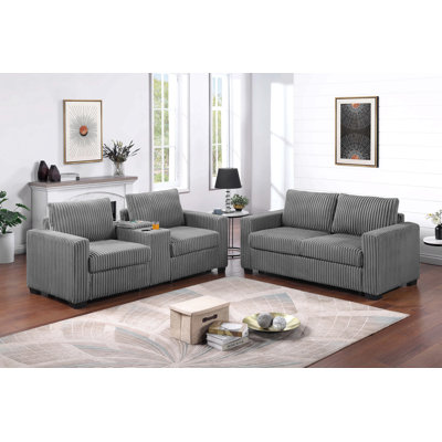 Canapé 2 pièces de style moderne avec coussin de dossier et pieds en plastique