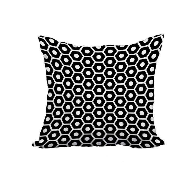 Black and White Geometric Reversible Throw Pillow 20"x20"