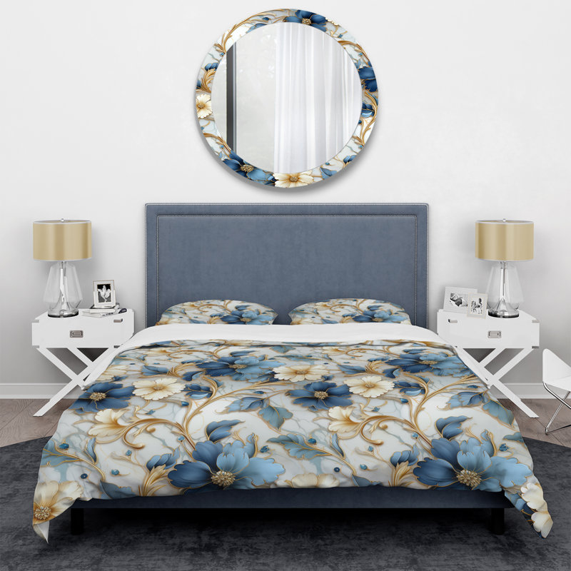 Literie rétro à motif de marbre I, Housse de couette simple + 1 taie décorative stan