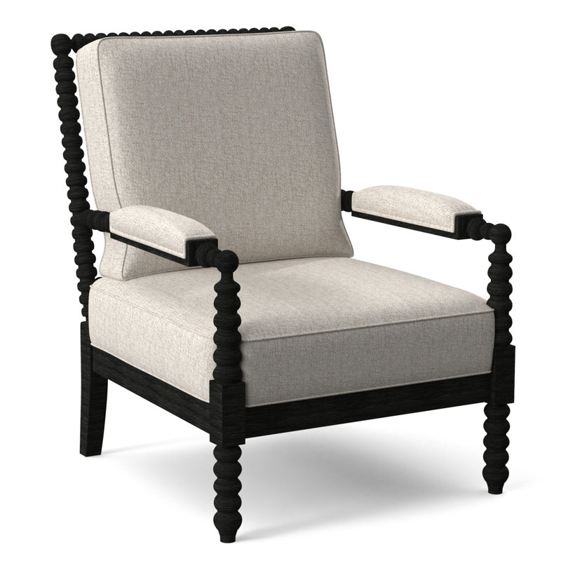 Jamilla Armchair, Antique Black Finish, Snow Crypton Performance; 0884-91