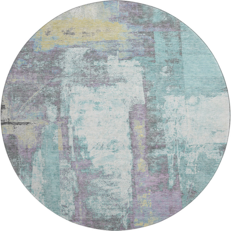 Premium Machine Washable Pirtle Abstract Rug, Round 8'