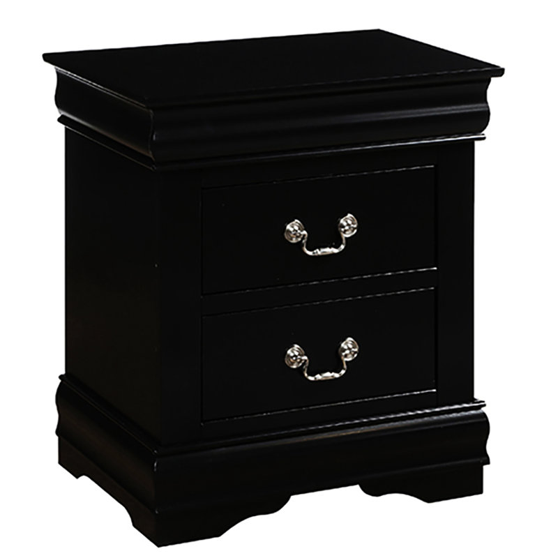 Table de chevet 2 tiroirs Traditional, Noir