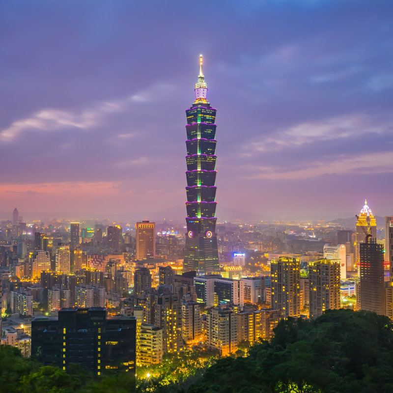Taipei Skyline - Photographie sur toile tendue, H 12 po x l 12 po