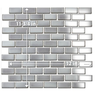 Carreau de mosaïque de porcelaine pour plancher et mur 11-3 / 4 "x 12" gris Hudson Subway