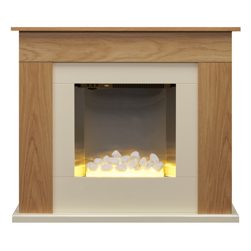 Adam 82.5cm W Electric Fireplace with 6824 BTU, Oak/Cream