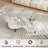 54.8" Modern White Sintered Stone Top Coffee Table with Three Brown Legs, Cloud Living Room Table for Living Room, Office
